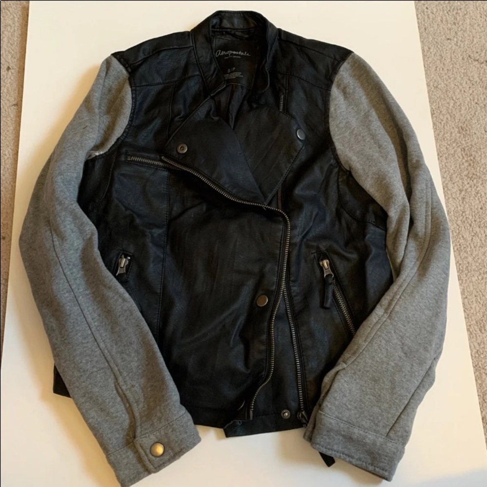 fleece / leather jacket - Picture 1 of 4